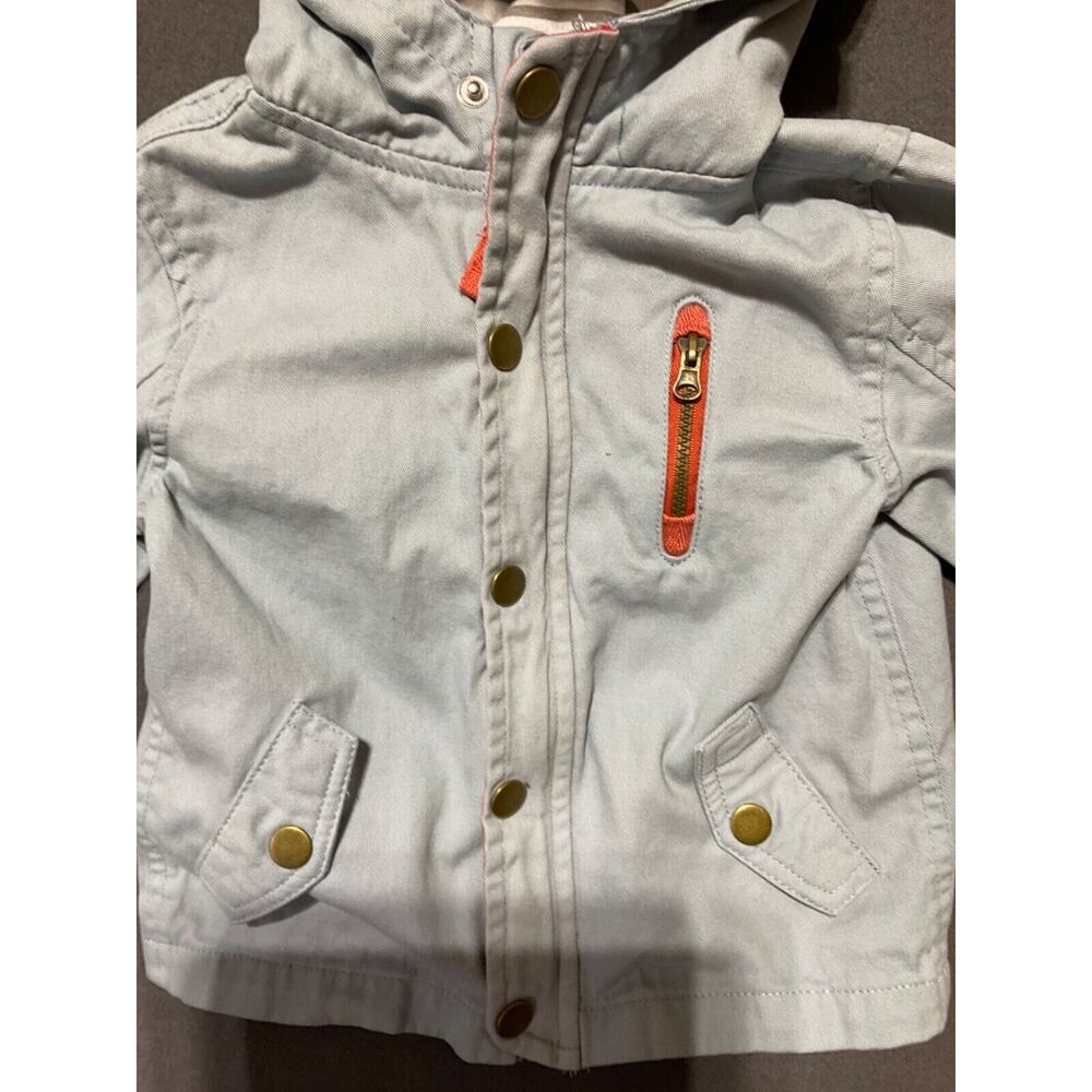 Little Lad Boys 24 Months Lightweight Jacket Grey‎ Orange Hooded Long Sleeve - Picture 2 of 6